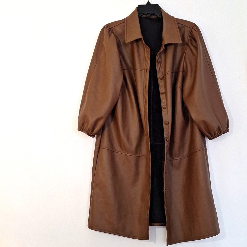 Old Money Aesthetic Seven For All Mankind Women's Faux Vegan Leather Coat Large